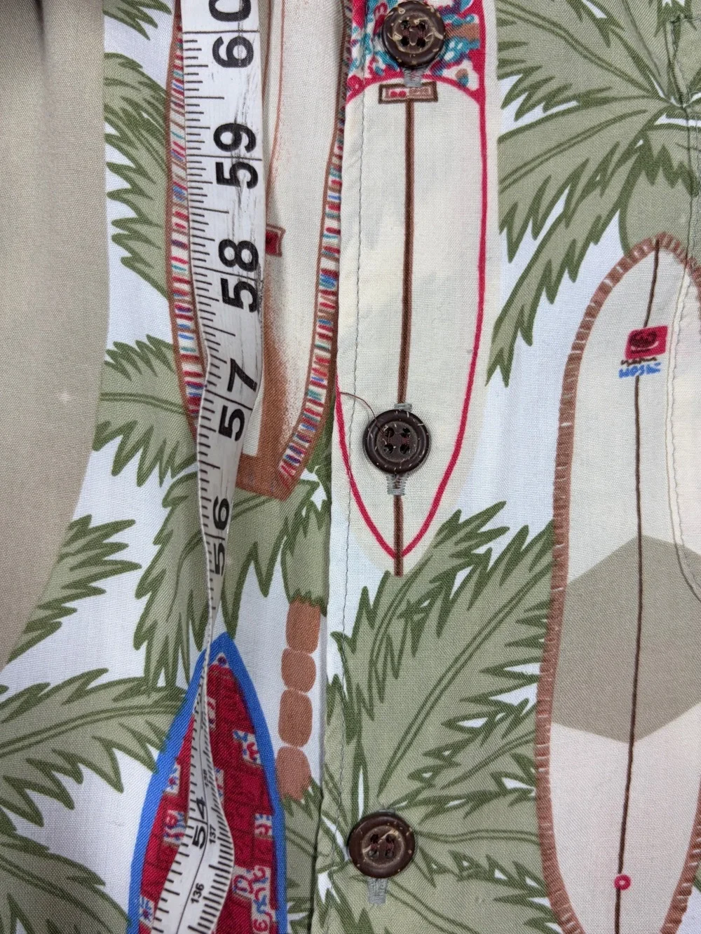 Vintage Reyn Spooner Hawaiian Surfboard Tropical White Cream Collared Shirt S